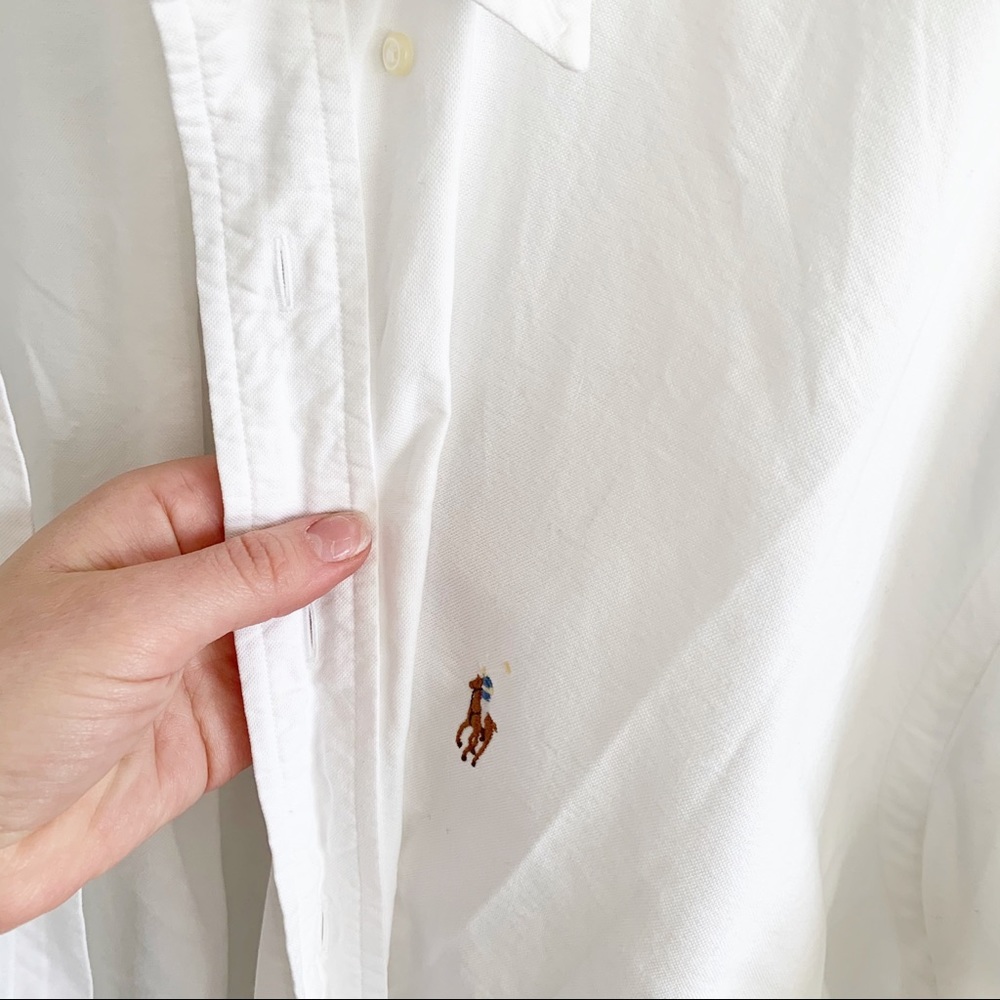 Ralph Lauren White Cotton Poplin Boyfriend Shirt - Picture 4 of 5
